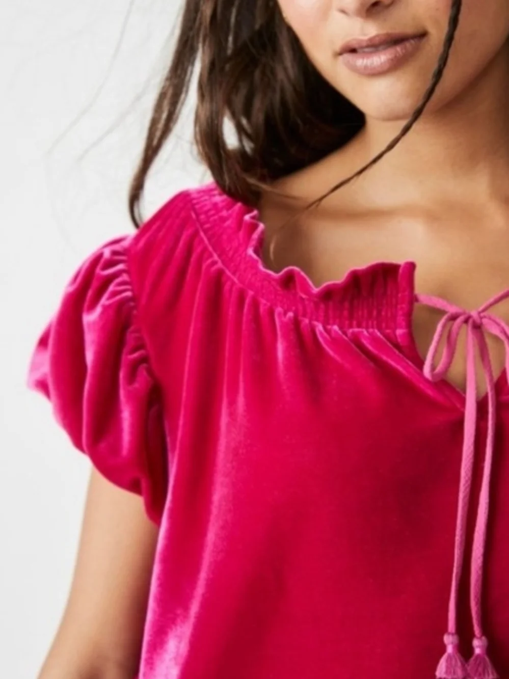 Free People Terese Pink Velvet Top
